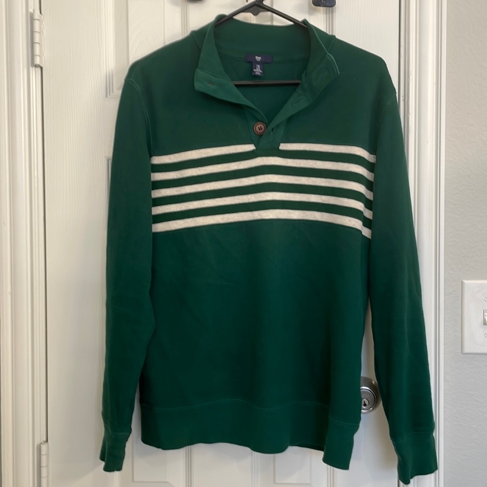 Gap, green and white striped sweater.